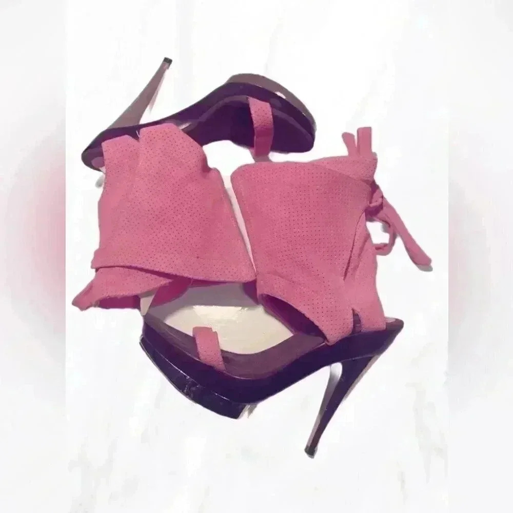 Browns suede pink perforated Work, Day to Night, Date Night leather heels 7